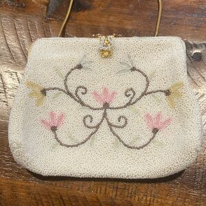 beautiful vintage 1960’s French beaded pouch handbag